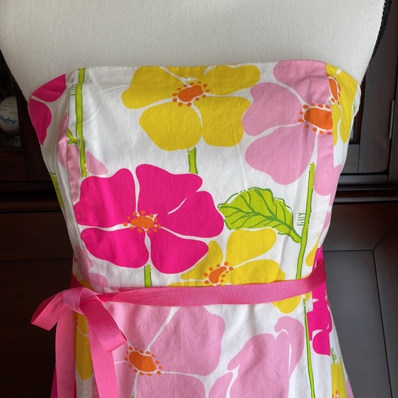 Lilly Pulitzer Sabrina Floral Strapless Tie Back Tropical Dress 4 - Picture 2 of 9